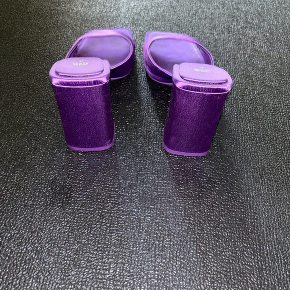 Zara Satin Purple  Block Heel 37 - Picture 4 of 5
